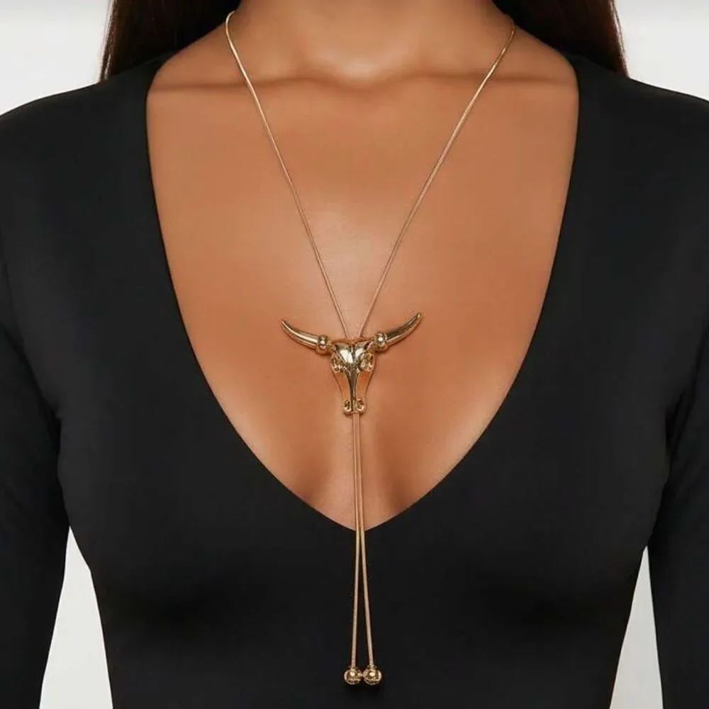 Gold Bull Pendant Necklace M565